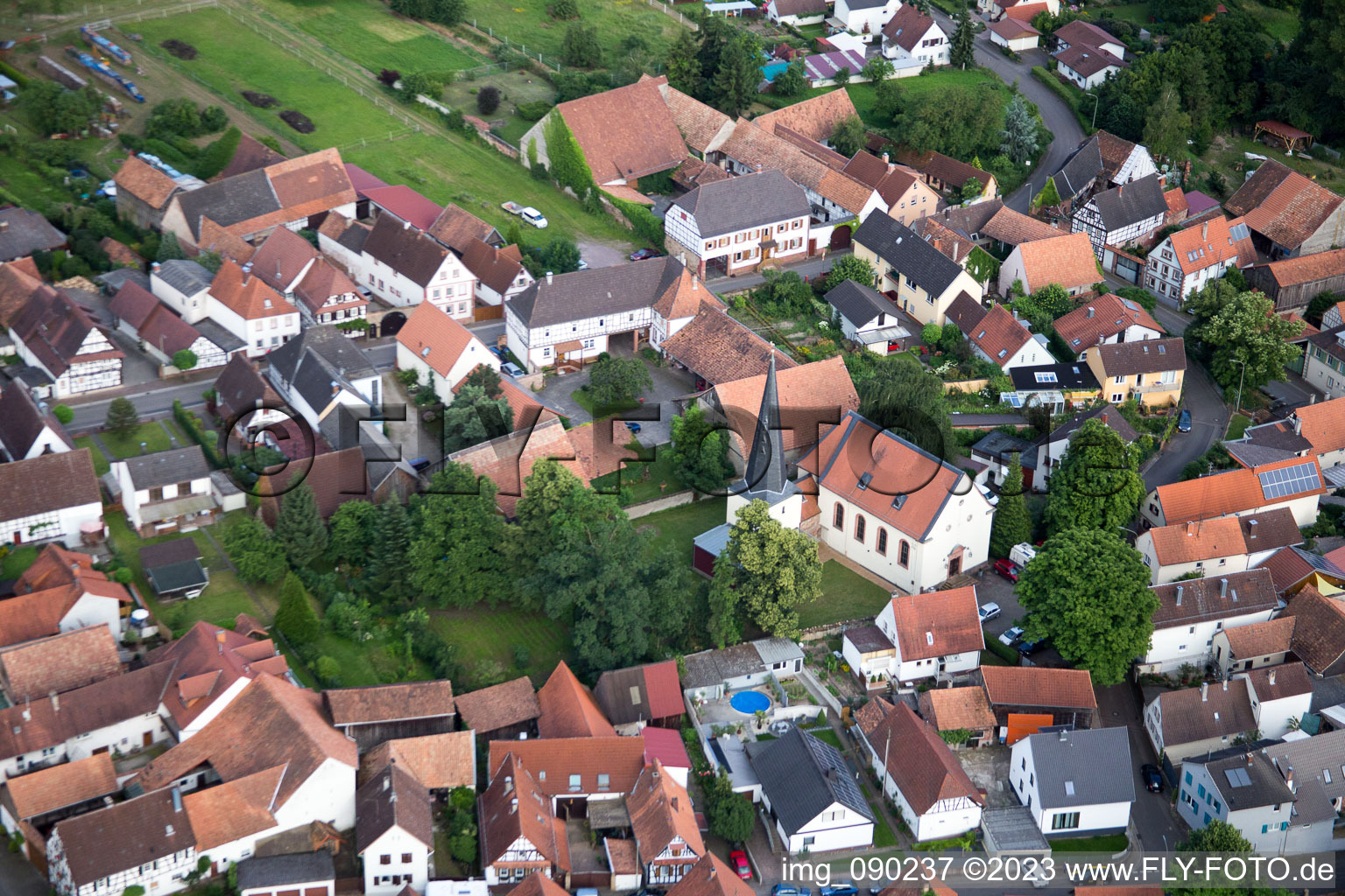 Bird's eye view of Barbelroth in the state Rhineland-Palatinate, Germany