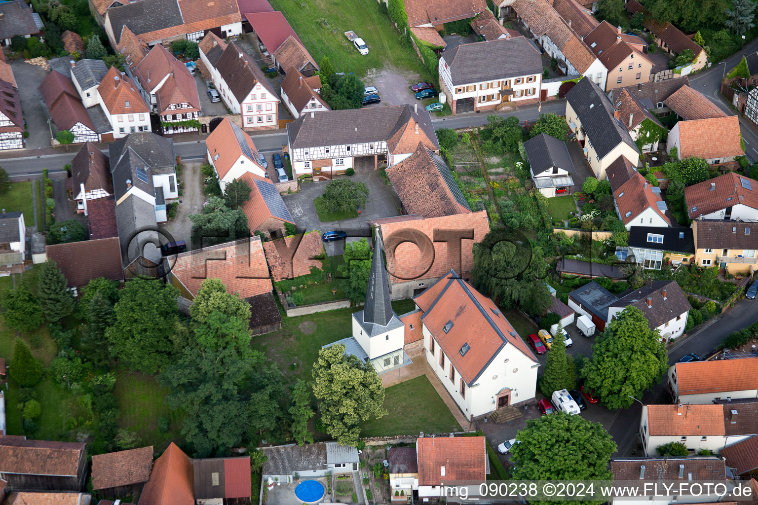 Barbelroth in the state Rhineland-Palatinate, Germany viewn from the air