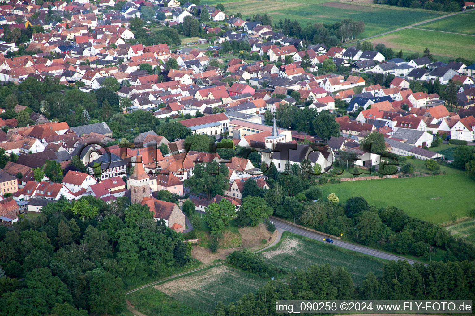 Drone recording of Minfeld in the state Rhineland-Palatinate, Germany