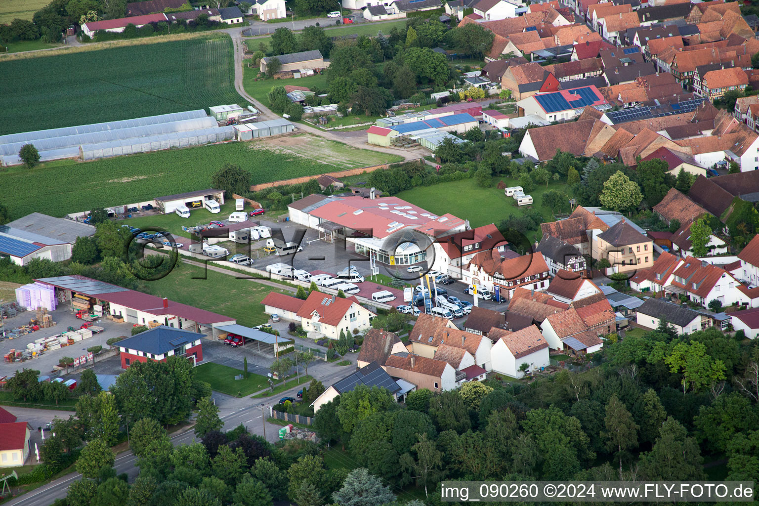 Minfeld in the state Rhineland-Palatinate, Germany from the drone perspective