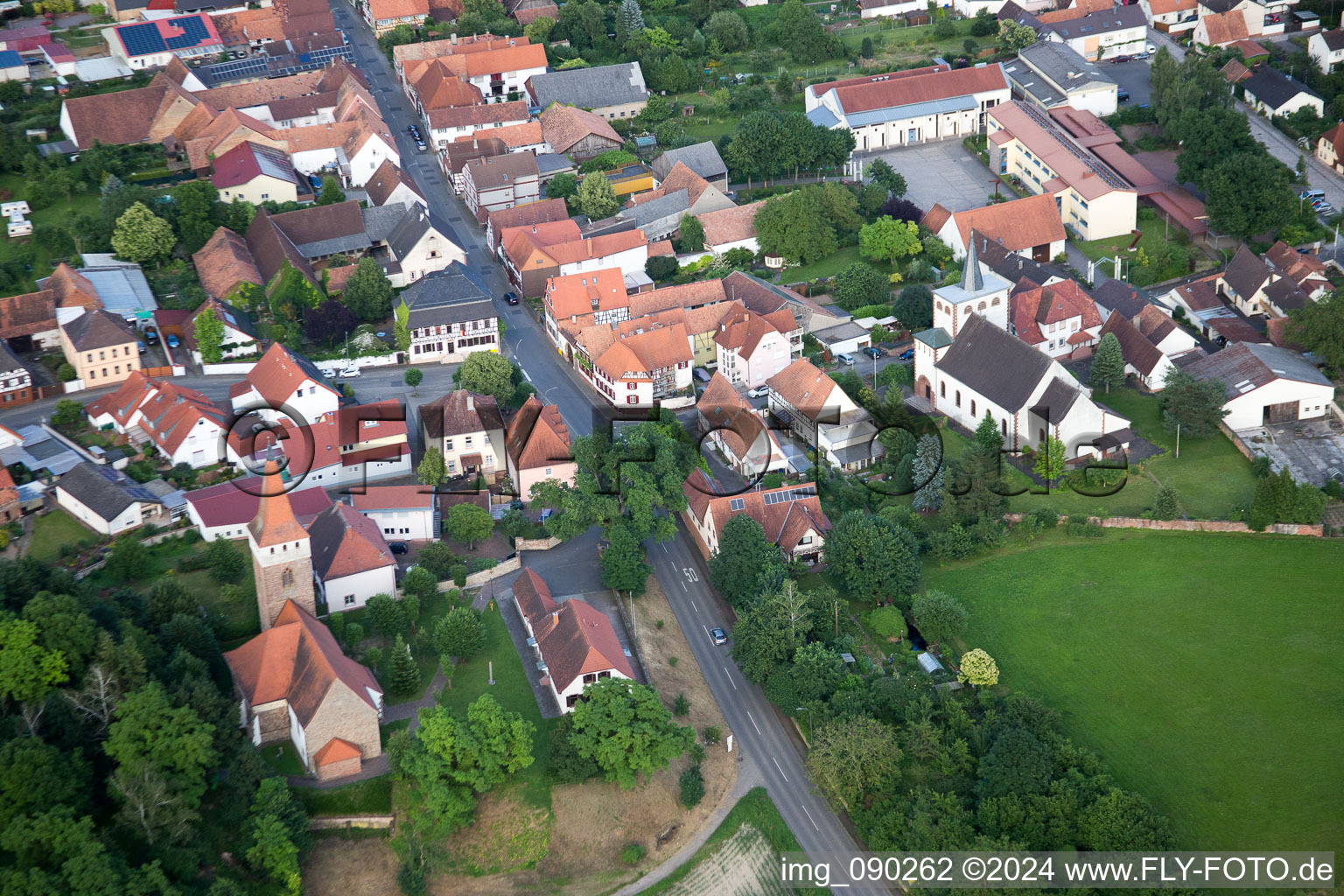 Minfeld in the state Rhineland-Palatinate, Germany seen from a drone