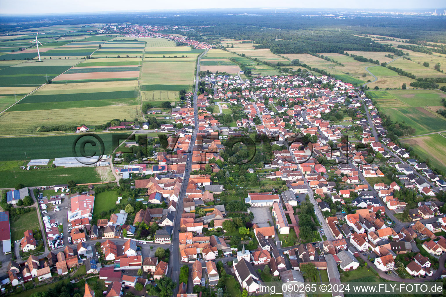 Aerial photograpy of Minfeld in the state Rhineland-Palatinate, Germany