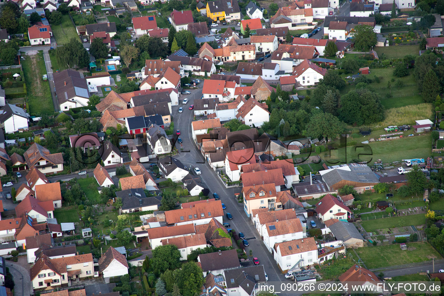 Oblique view of Minfeld in the state Rhineland-Palatinate, Germany