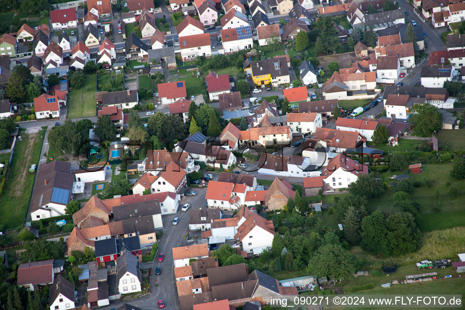 Bird's eye view of Minfeld in the state Rhineland-Palatinate, Germany