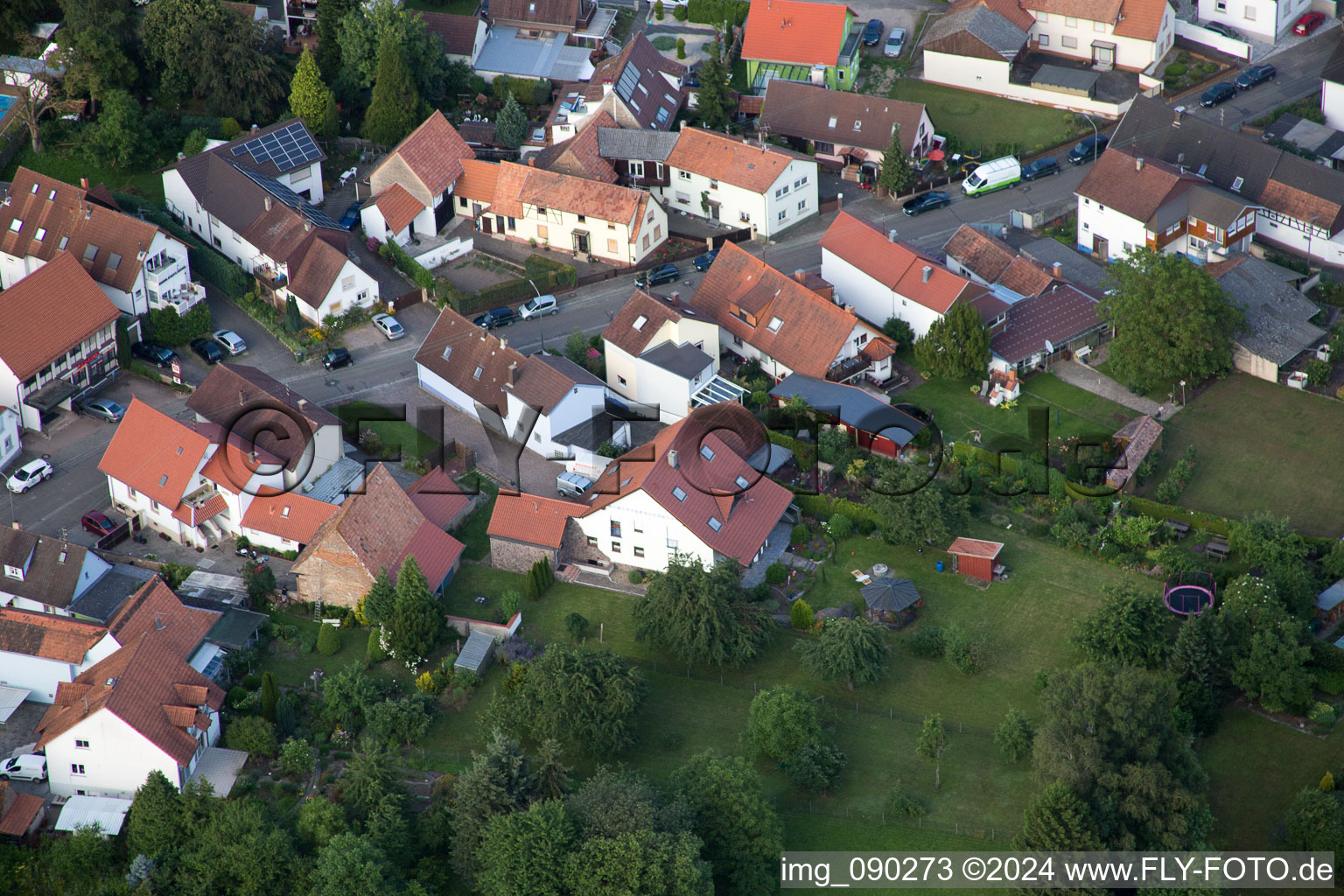 Drone recording of Minfeld in the state Rhineland-Palatinate, Germany