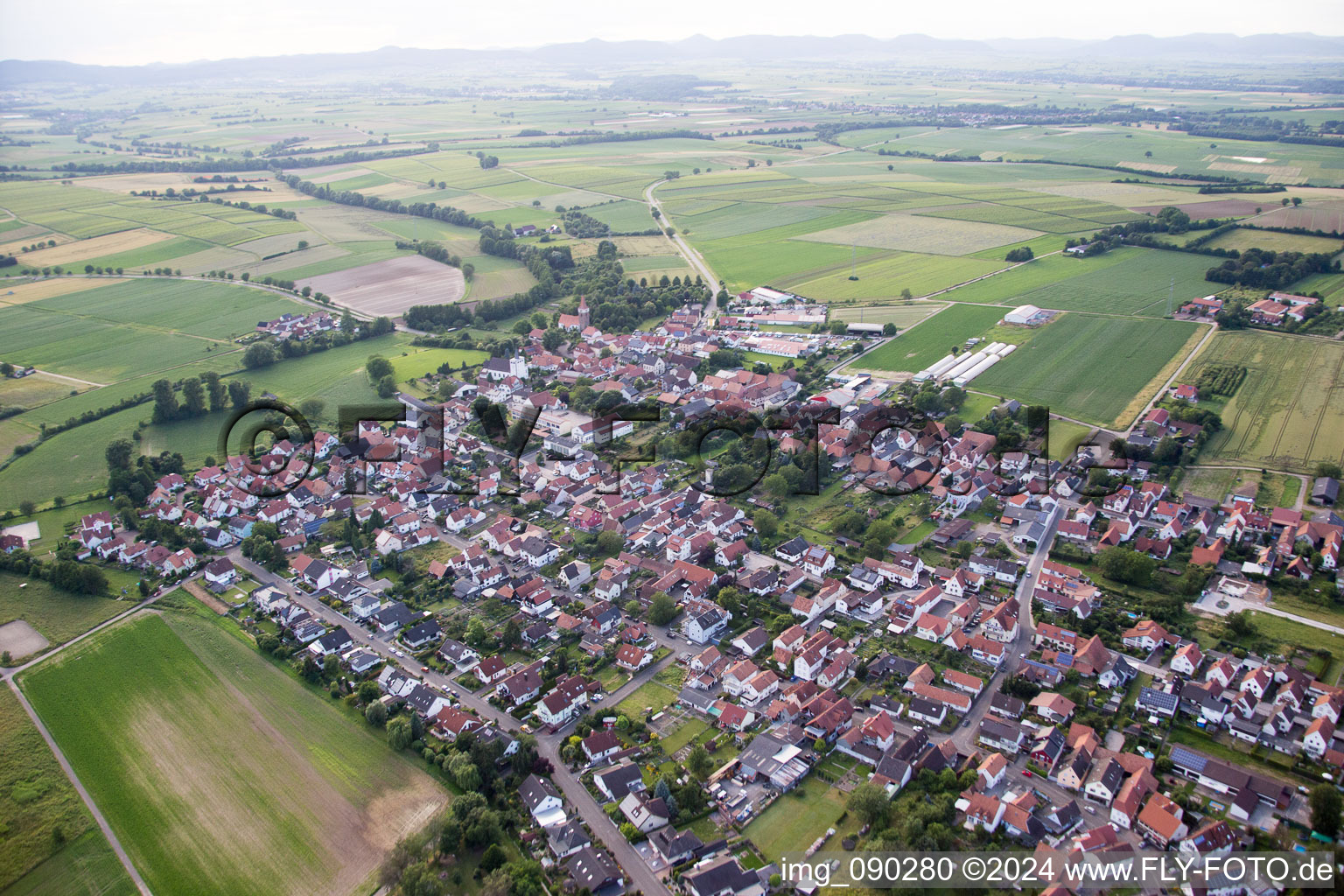 Aerial photograpy of Minfeld in the state Rhineland-Palatinate, Germany