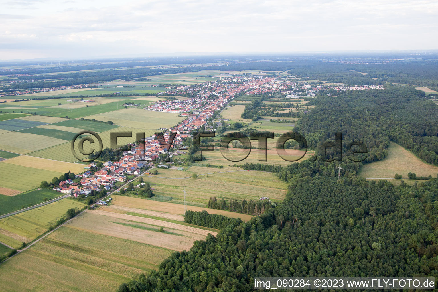 Saarstr in Kandel in the state Rhineland-Palatinate, Germany seen from a drone