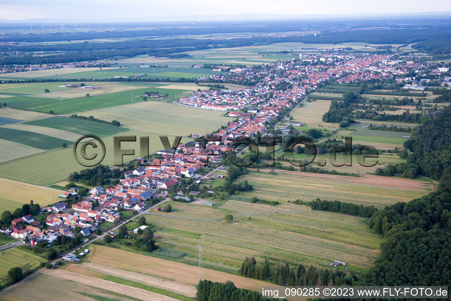Aerial view of Saarstr in Kandel in the state Rhineland-Palatinate, Germany