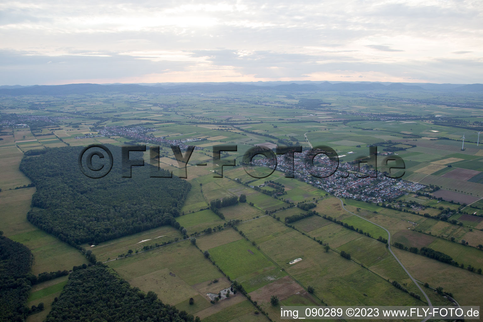 Oblique view of Minfeld in the state Rhineland-Palatinate, Germany