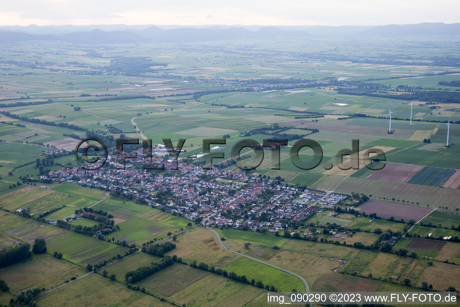 Minfeld in the state Rhineland-Palatinate, Germany from above