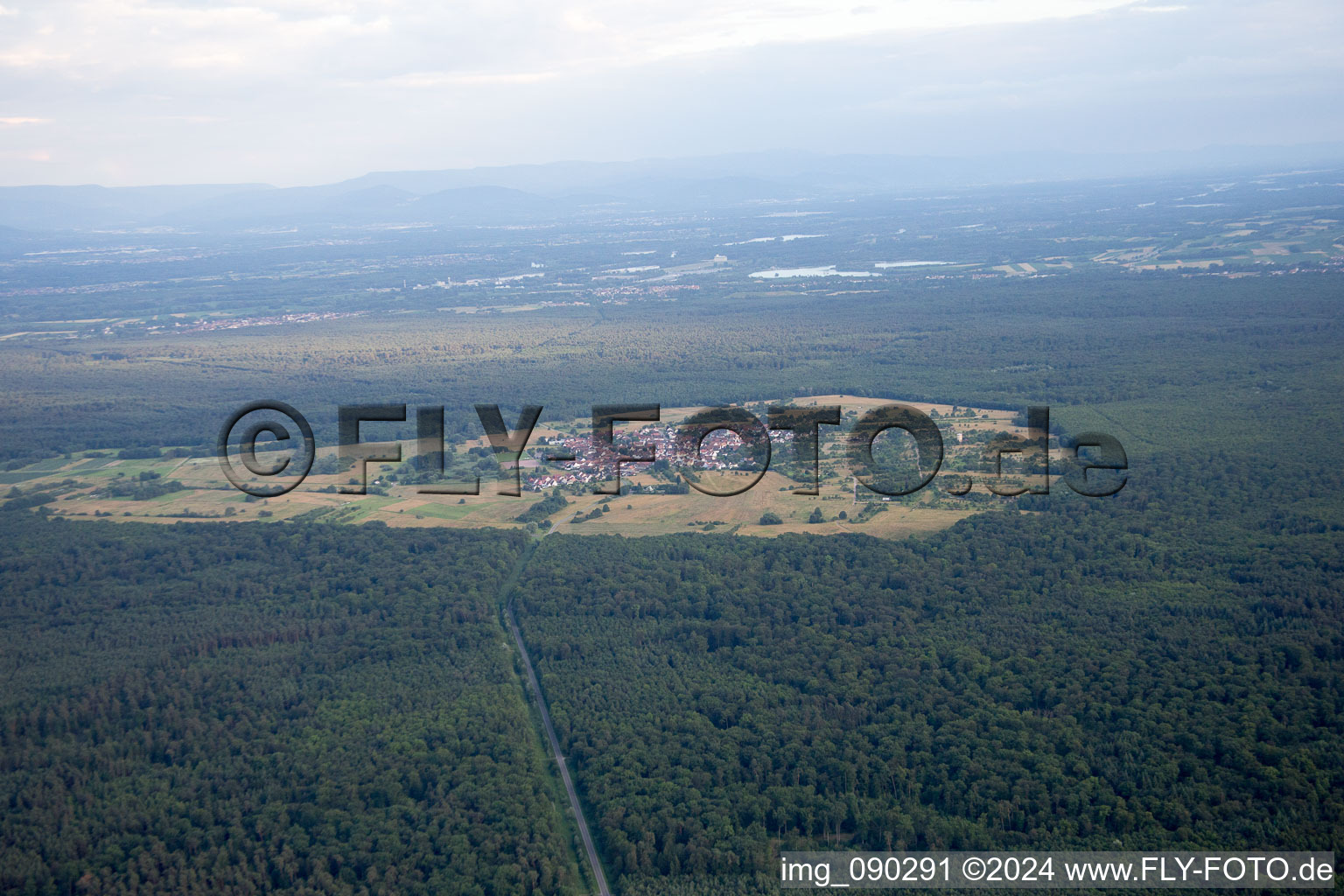 Bird's eye view of District Büchelberg in Wörth am Rhein in the state Rhineland-Palatinate, Germany