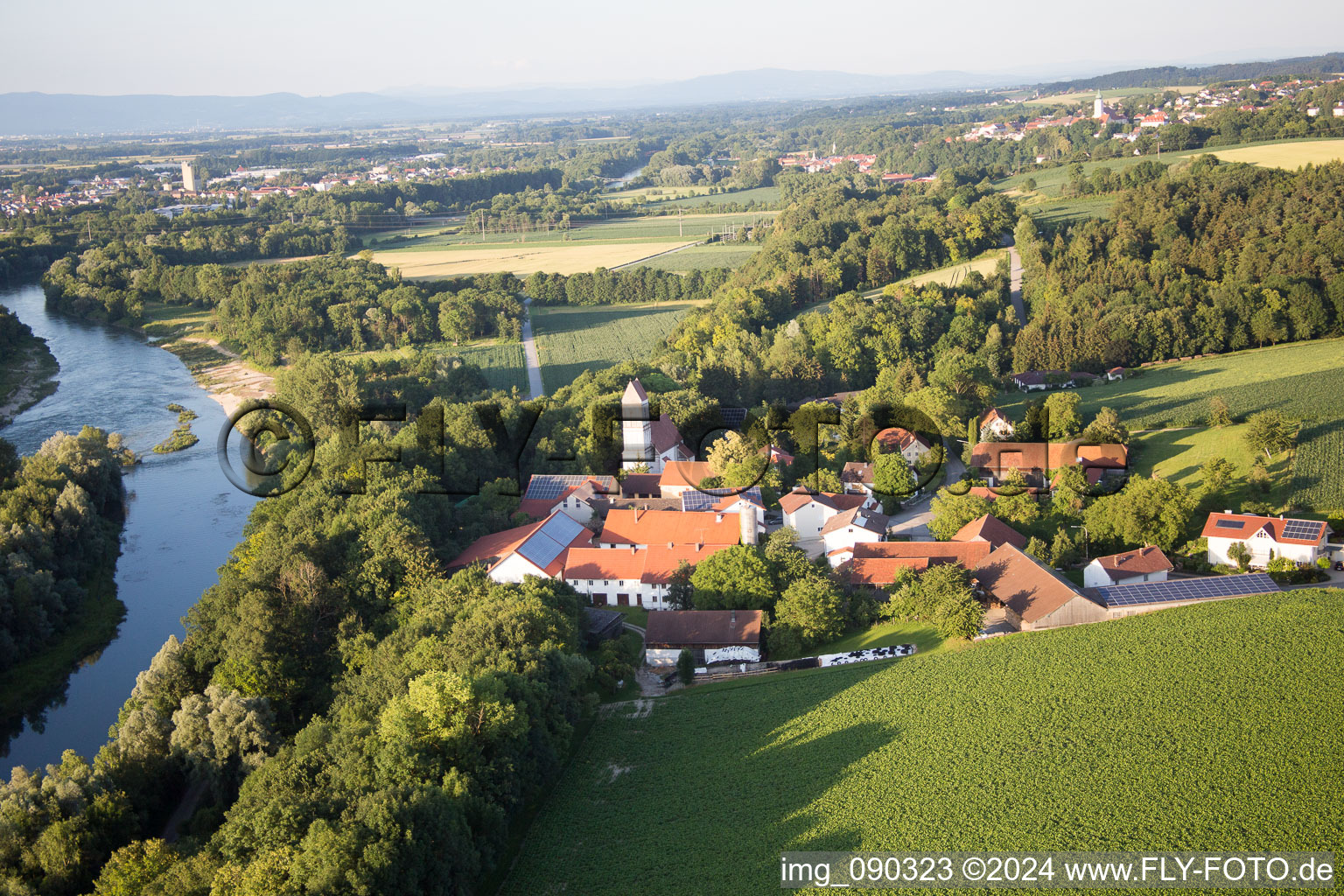 Oblique view of Zulling in the state Bavaria, Germany