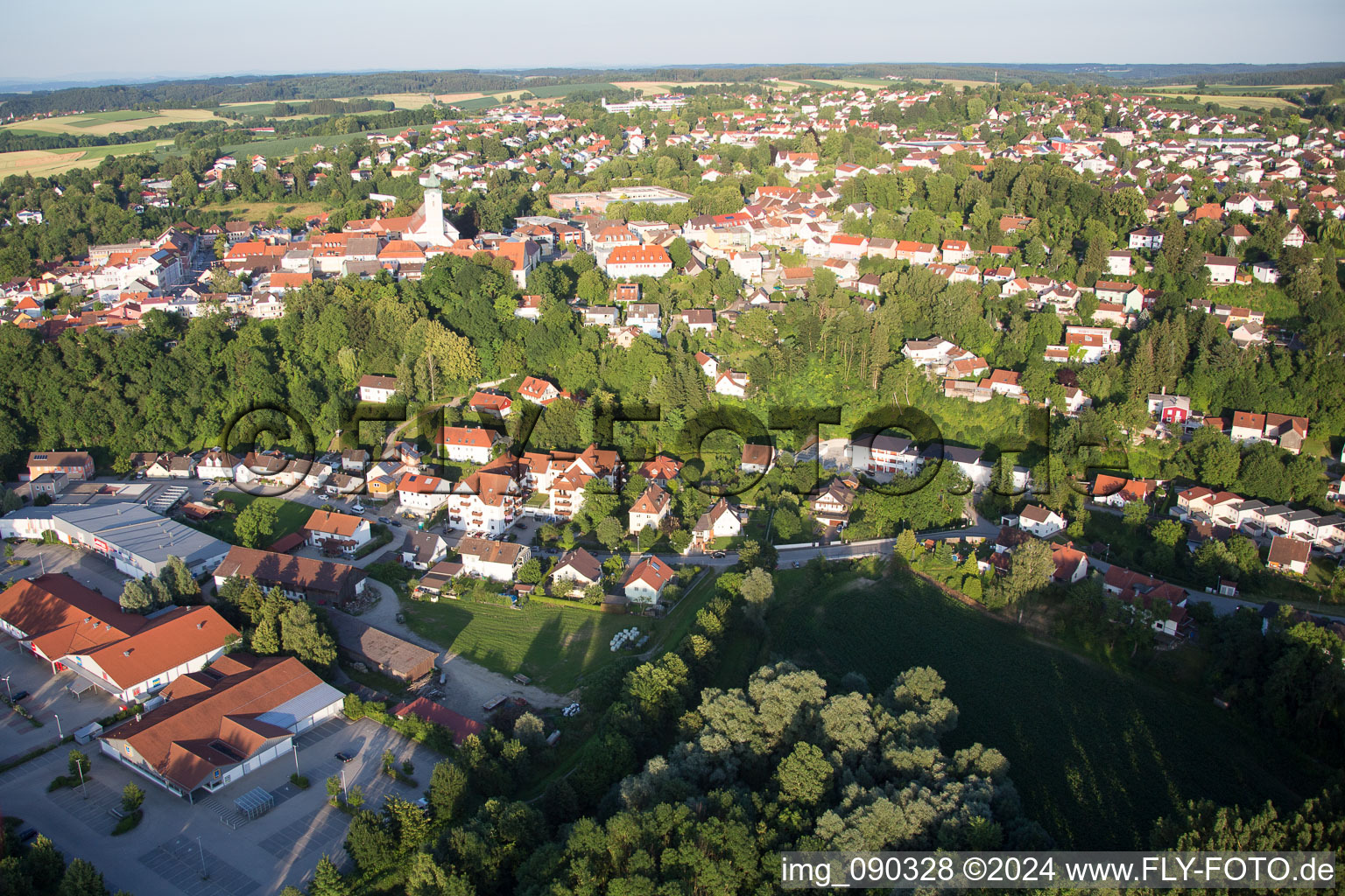 Aerial photograpy of Bach in Landau an der Isar in the state Bavaria, Germany