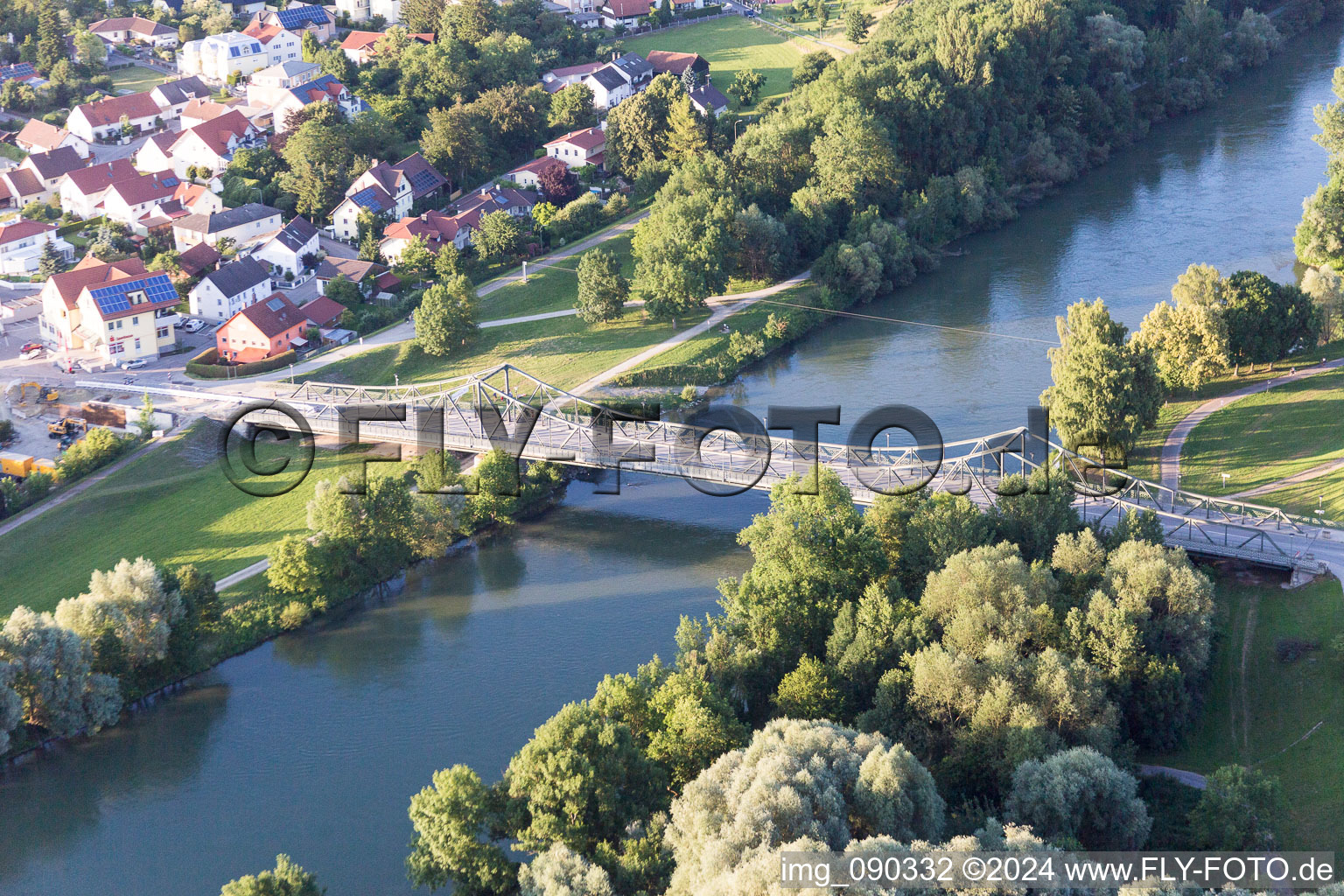 River - bridge construction about the Isar in Landau an der Isar in the state Bavaria, Germany