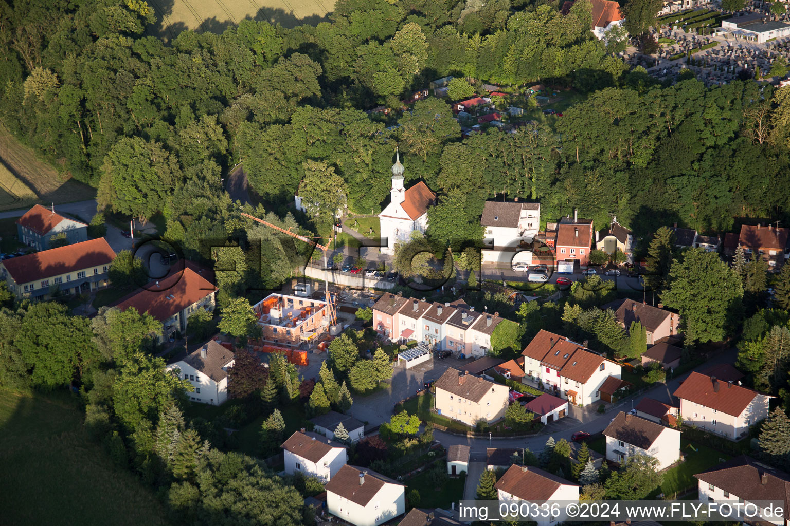 Aerial view of Landau an der Isar in the state Bavaria, Germany