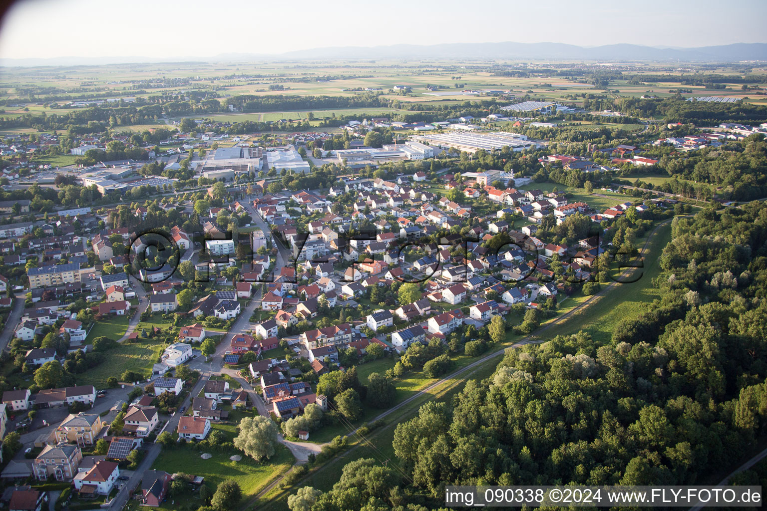 Oblique view of Landau an der Isar in the state Bavaria, Germany