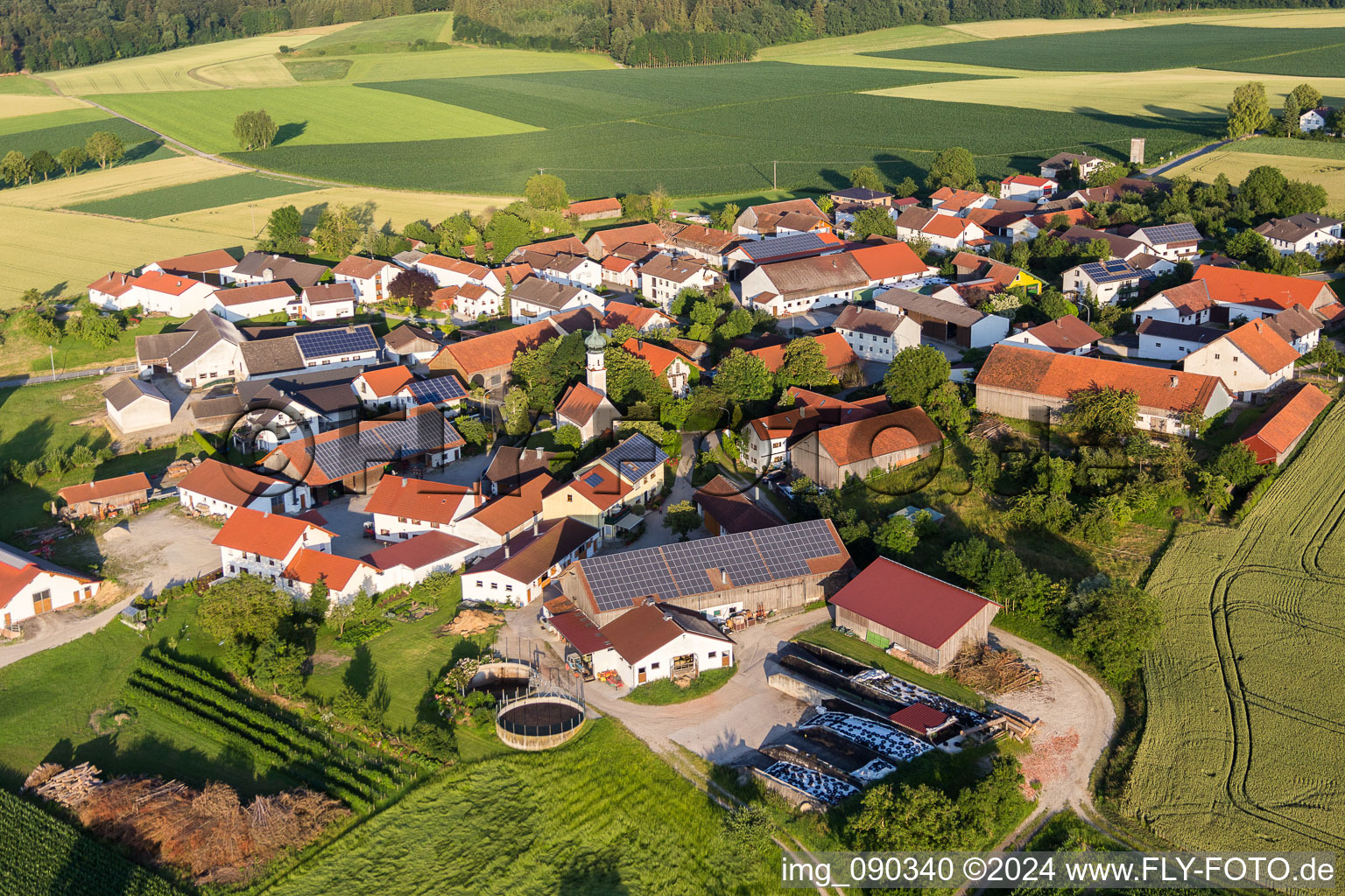 Aerial view of District Oberframmering in Landau an der Isar in the state Bavaria, Germany