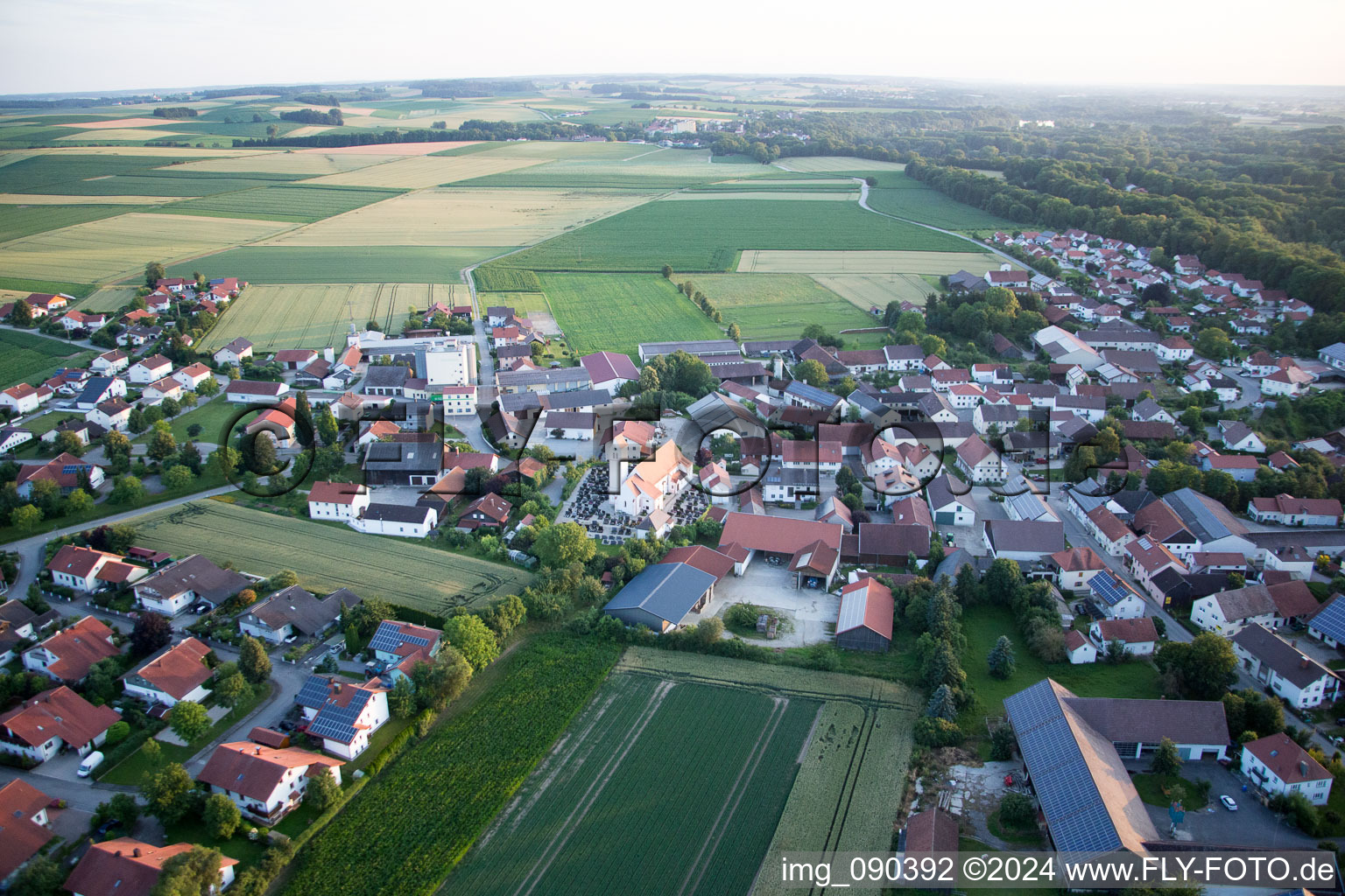 Aerial view of Oberpöring in the state Bavaria, Germany