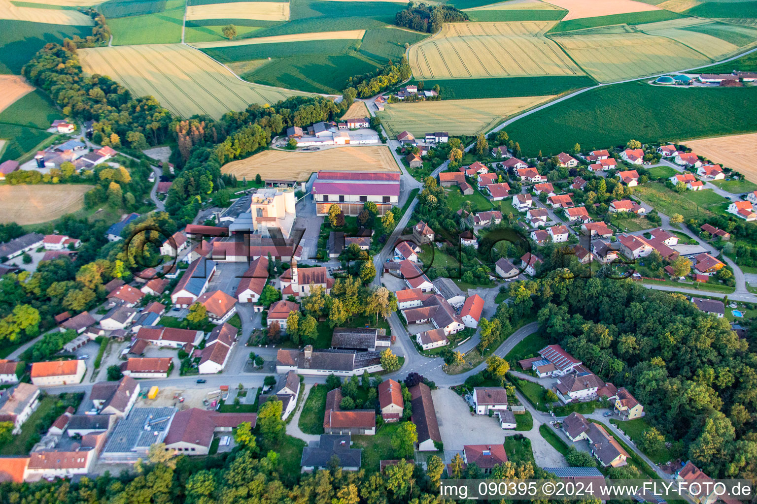 Aerial view of District Ettling in Wallersdorf in the state Bavaria, Germany