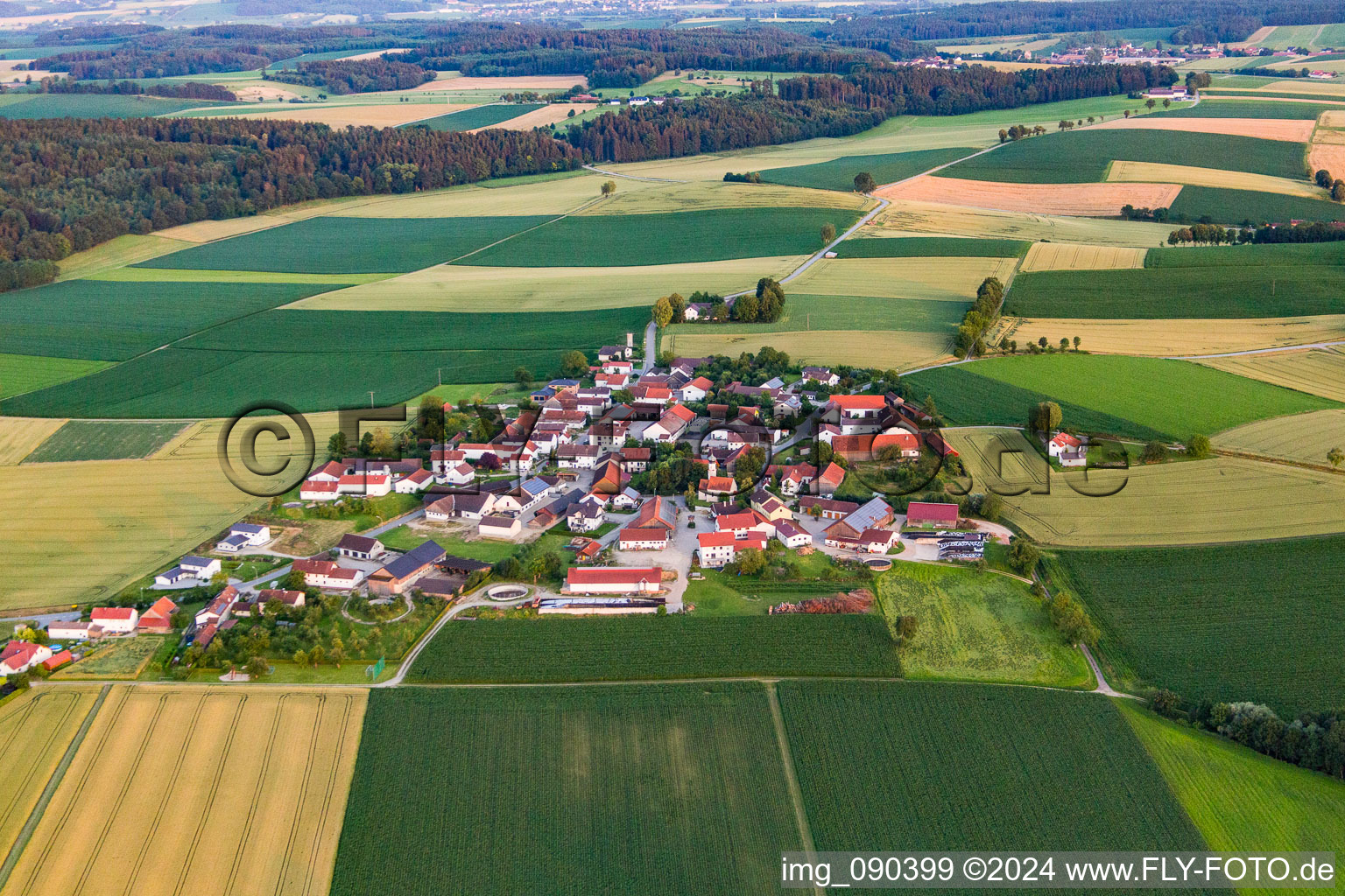 District Oberframmering in Landau an der Isar in the state Bavaria, Germany from above