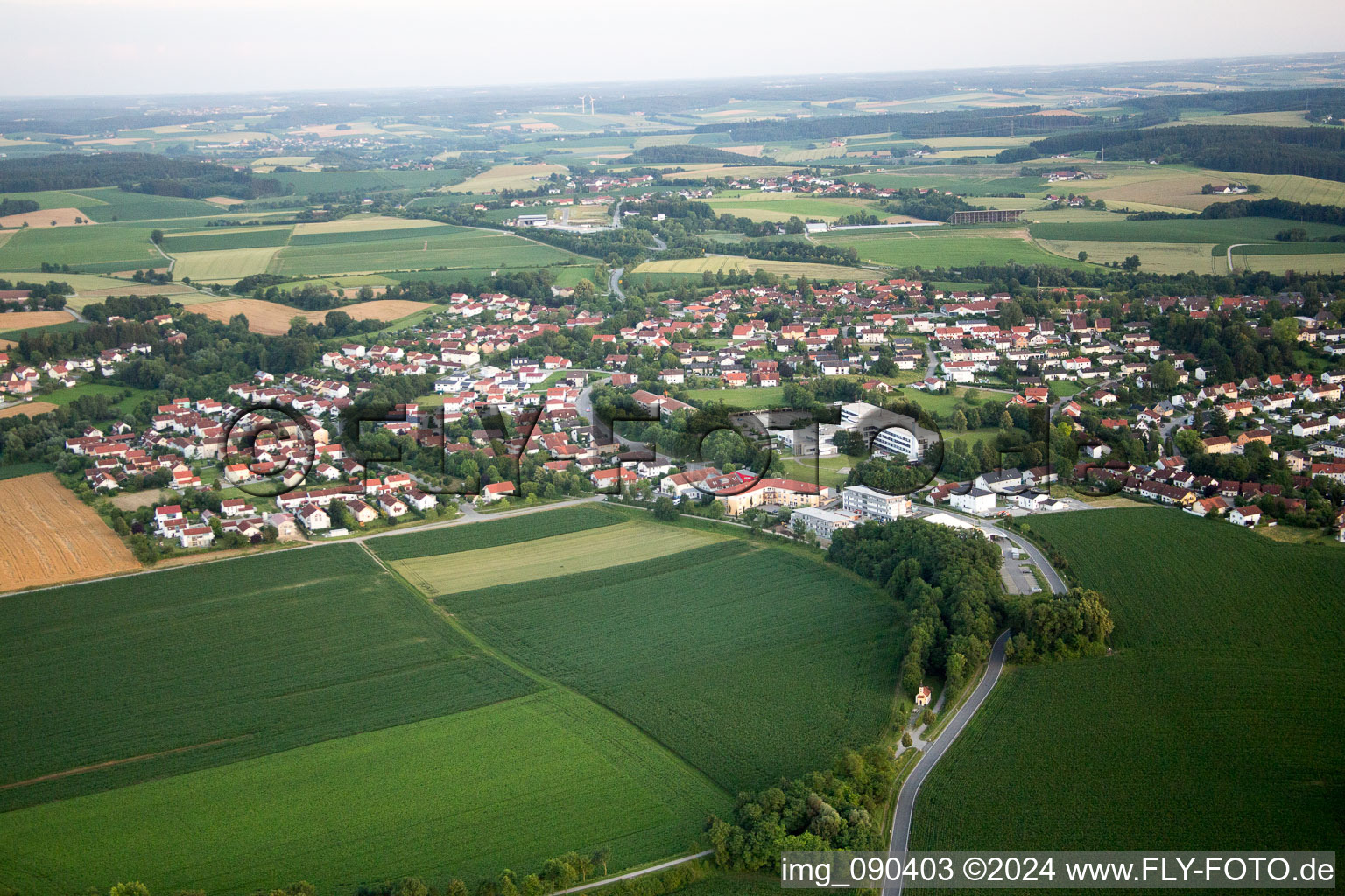 Landau an der Isar in the state Bavaria, Germany seen from above