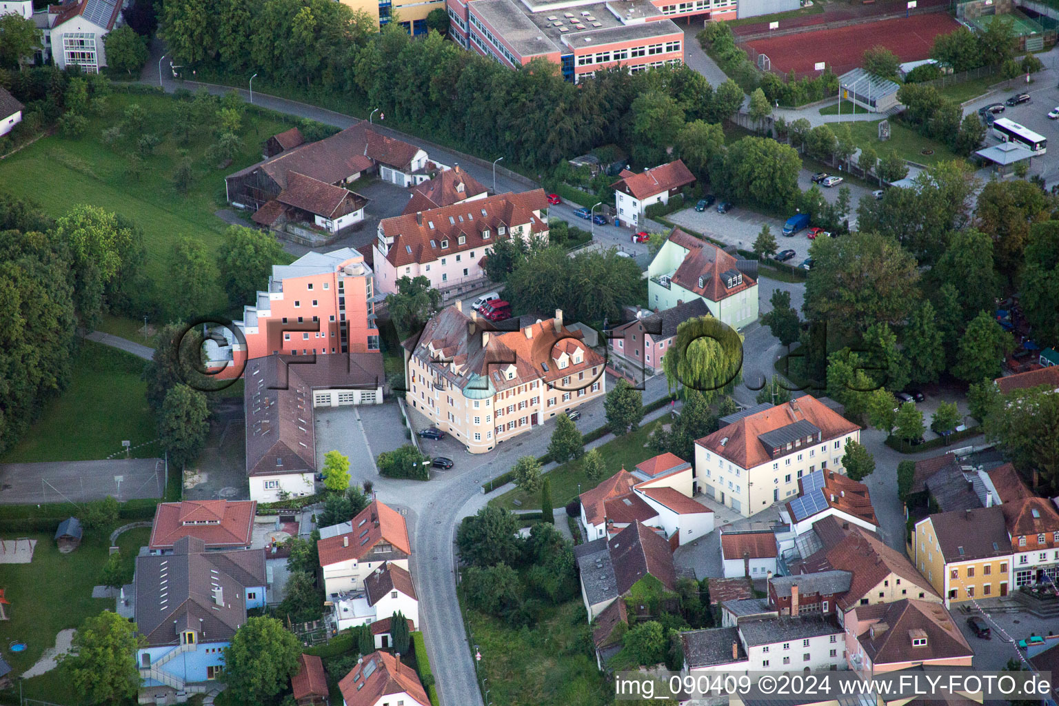 Landau an der Isar in the state Bavaria, Germany viewn from the air