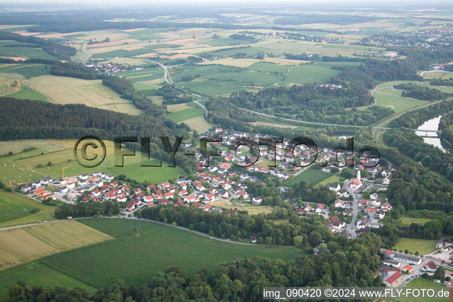 Aerial view of Gottfrieding in the state Bavaria, Germany