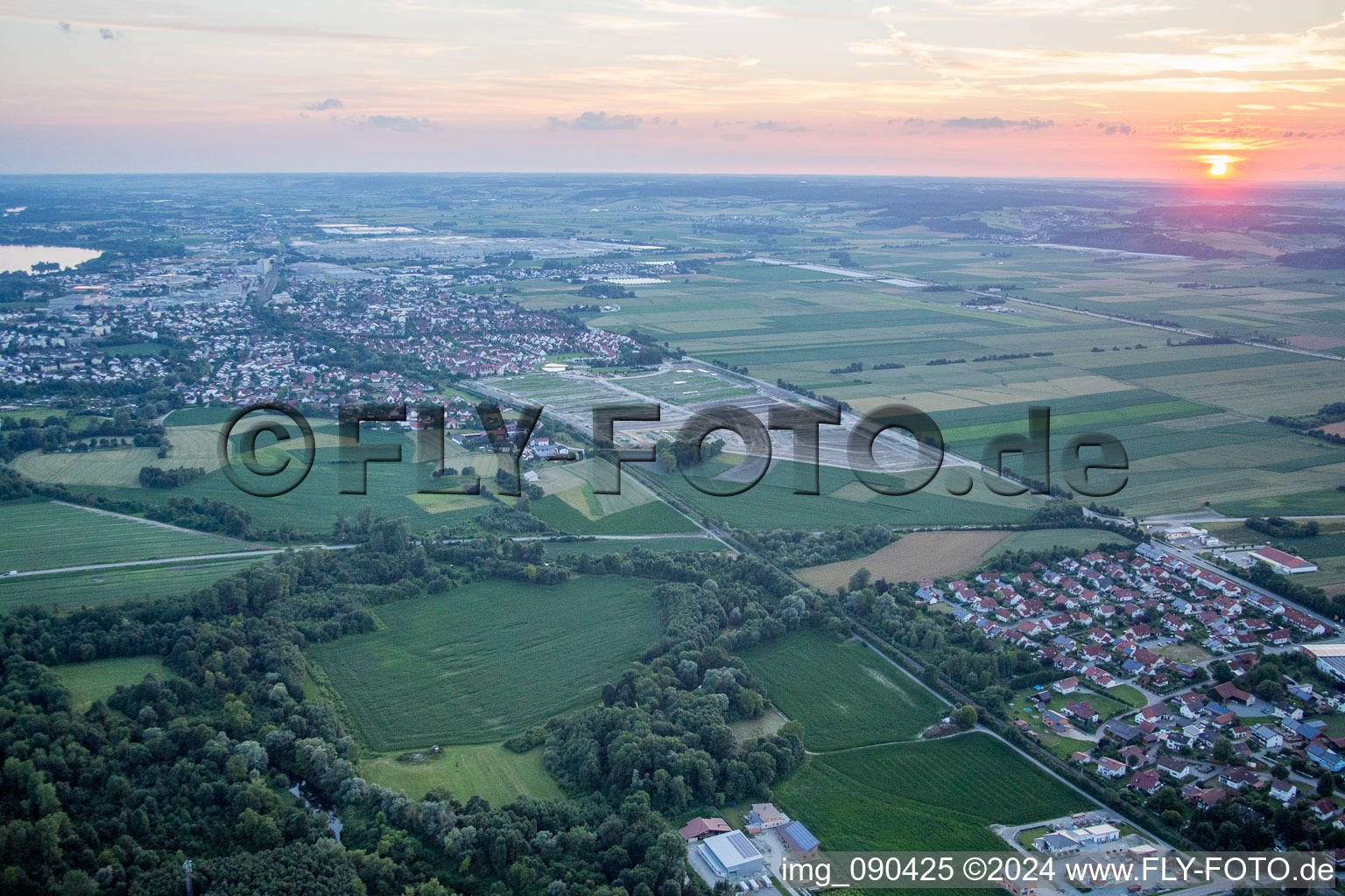 Aerial view of District Höll in Dingolfing in the state Bavaria, Germany