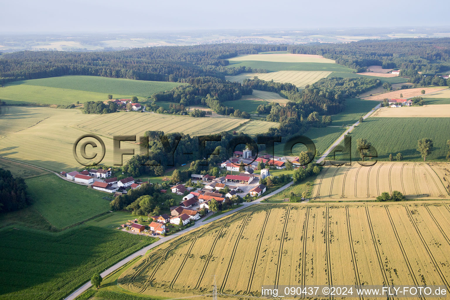 Aerial view of District Dittenkofen in Mamming in the state Bavaria, Germany