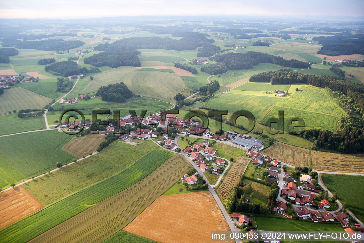 Aerial view of Hochholzen in the state Bavaria, Germany