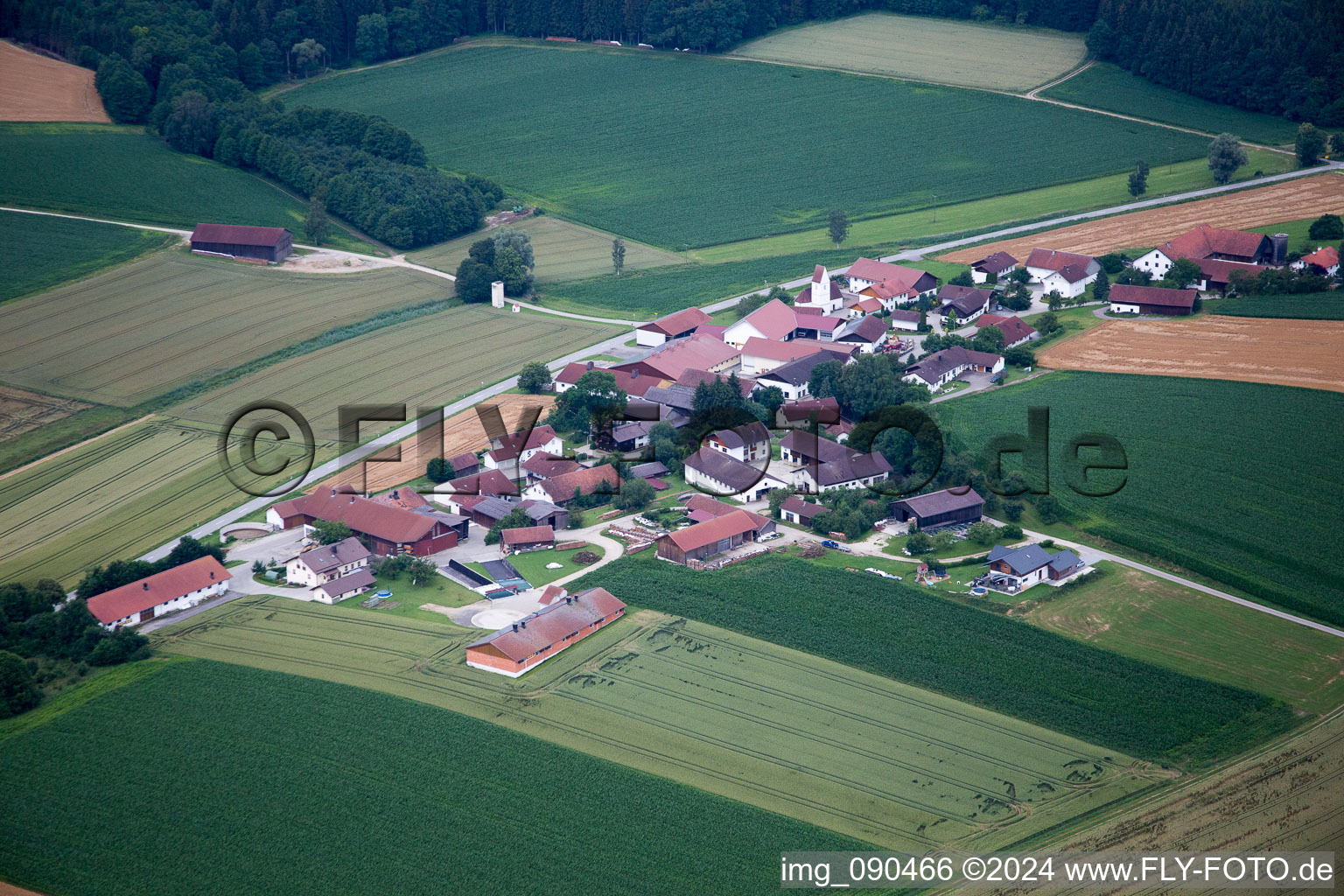 Aerial view of Falkenberg in the state Bavaria, Germany