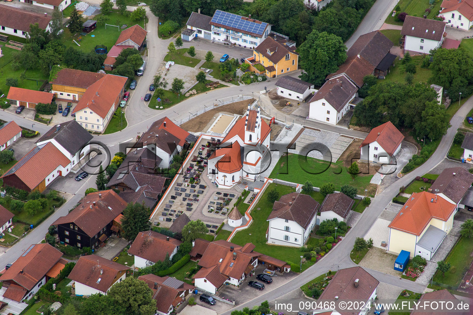 Church Square in the district Rattenbach in Rimbach in the state Bavaria, Germany