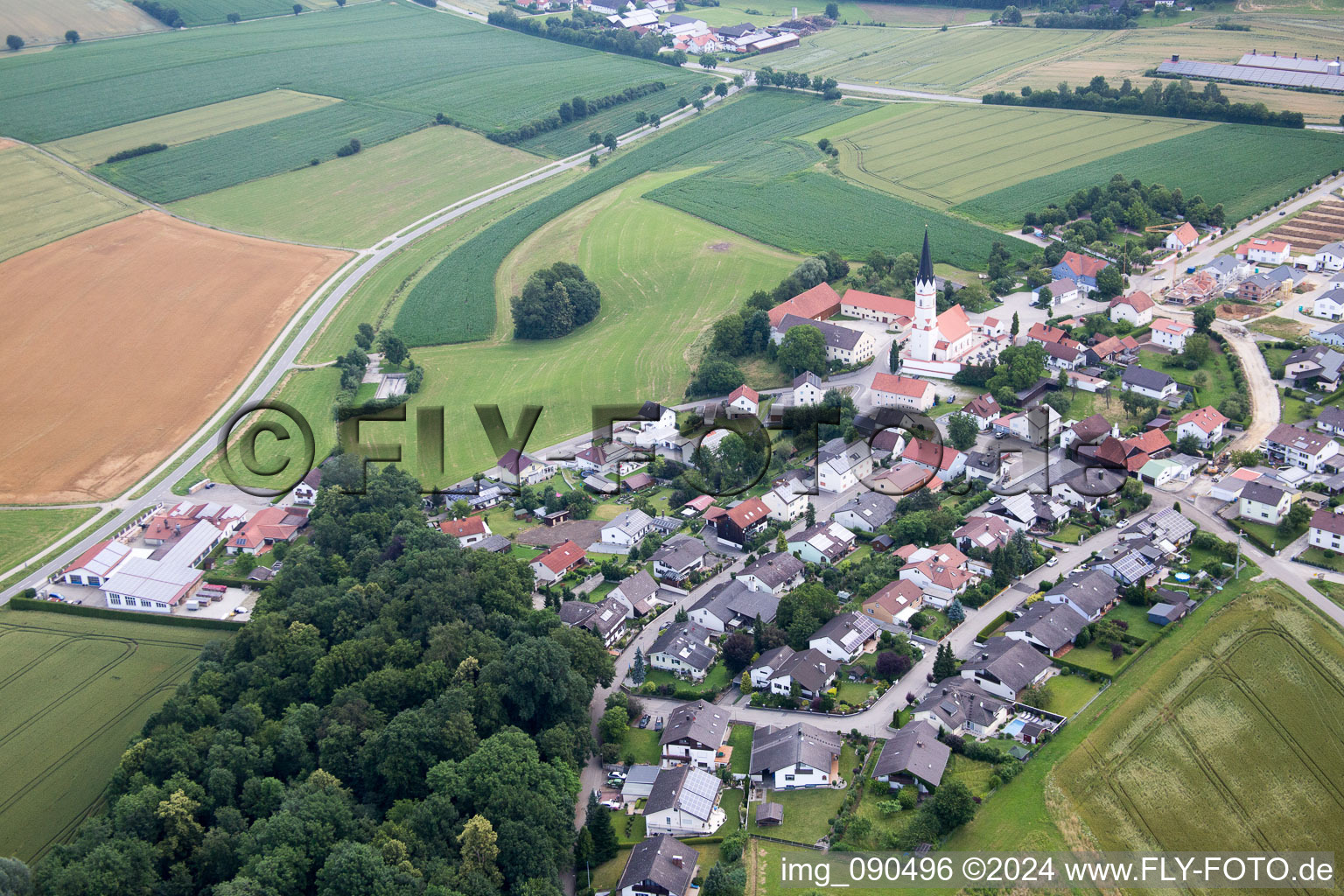 Aerial view of District Frauenbiburg in Dingolfing in the state Bavaria, Germany