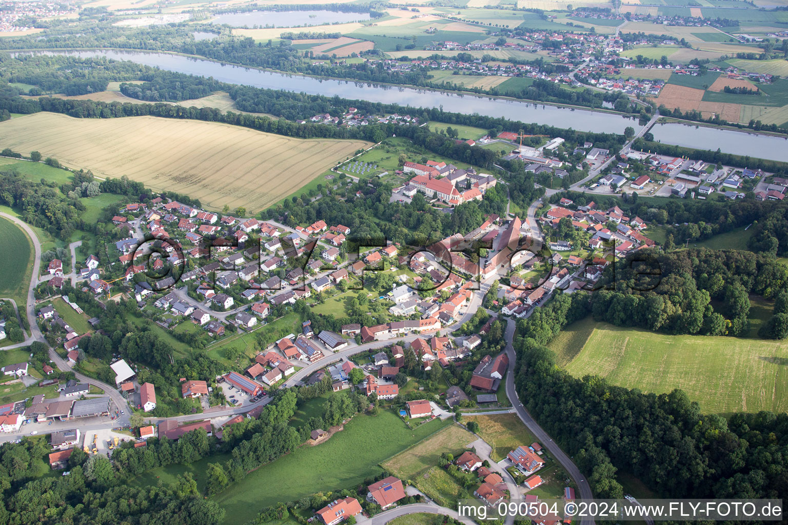 Aerial view of Niederviehbach in the state Bavaria, Germany