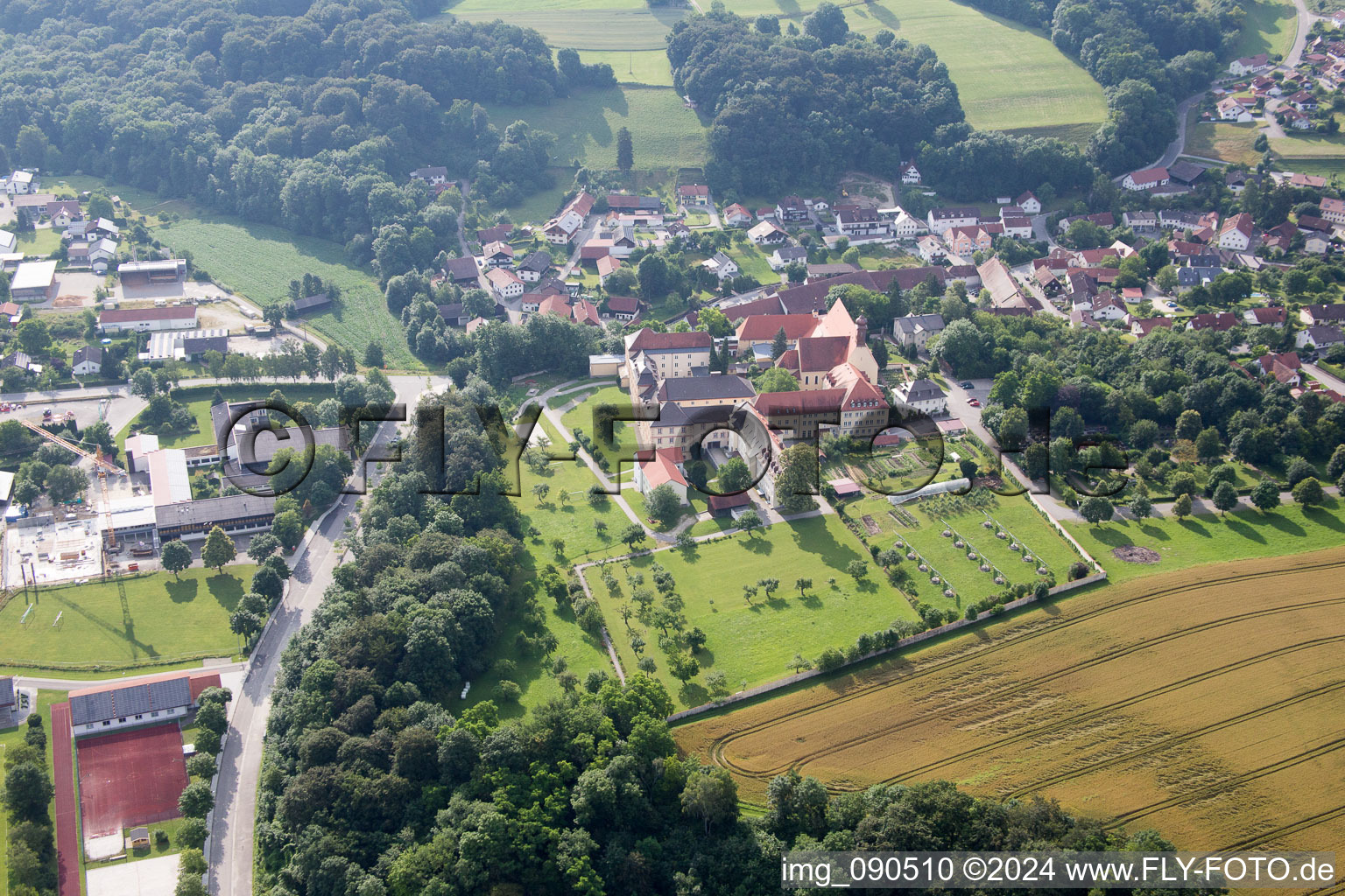 Oblique view of Niederviehbach in the state Bavaria, Germany