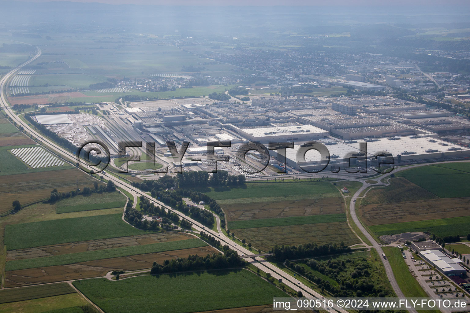 Building and production halls on the premises of BMW facility in Dingolfing in the state Bavaria