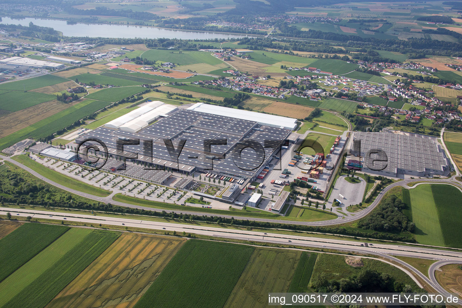 Aerial view of Building and production halls on the premises of BMW facility in Dingolfing in the state Bavaria