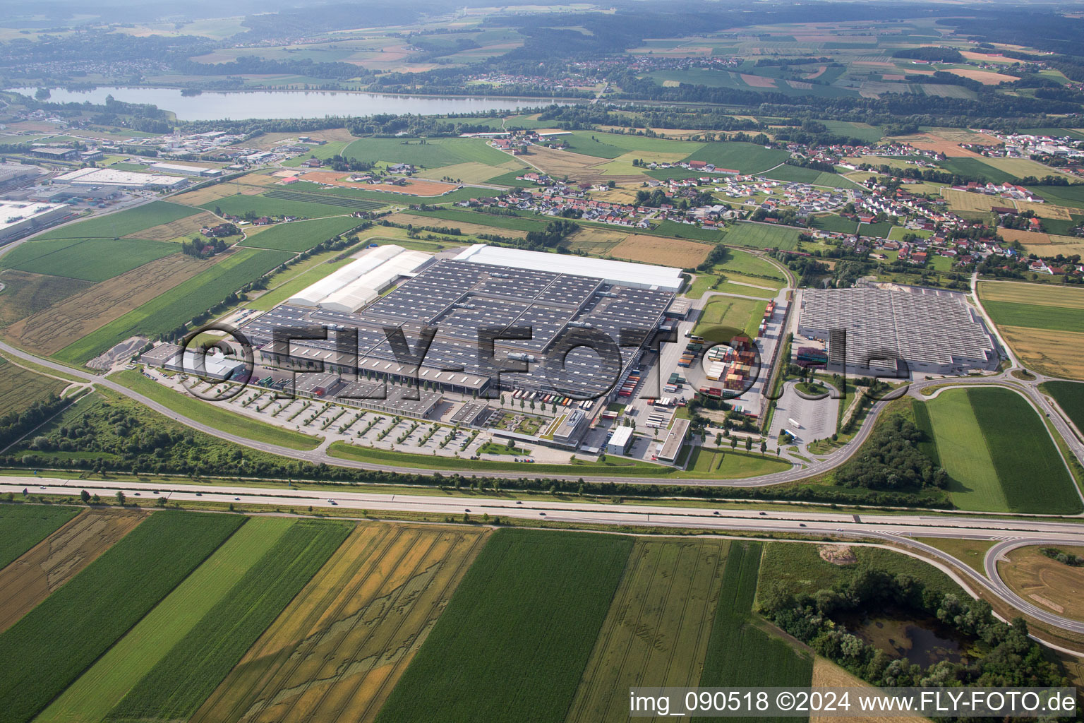 Aerial photograpy of Building and production halls on the premises of BMW facility in Dingolfing in the state Bavaria