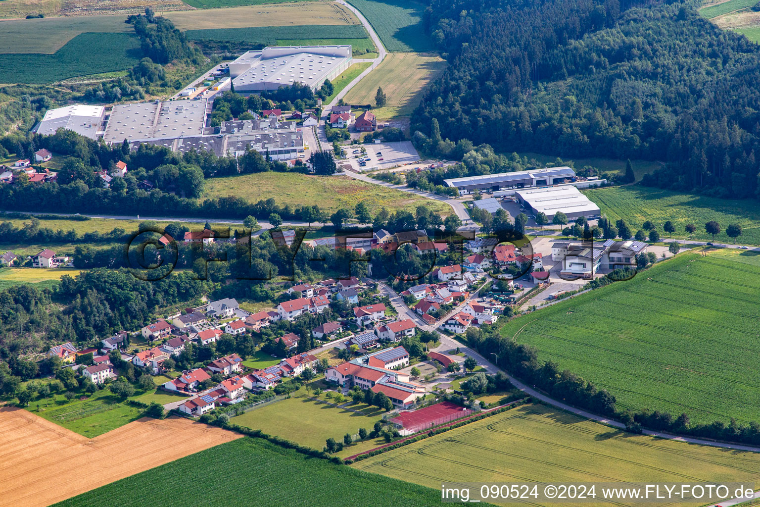 Aerial view of Unterhollerau in the state Bavaria, Germany