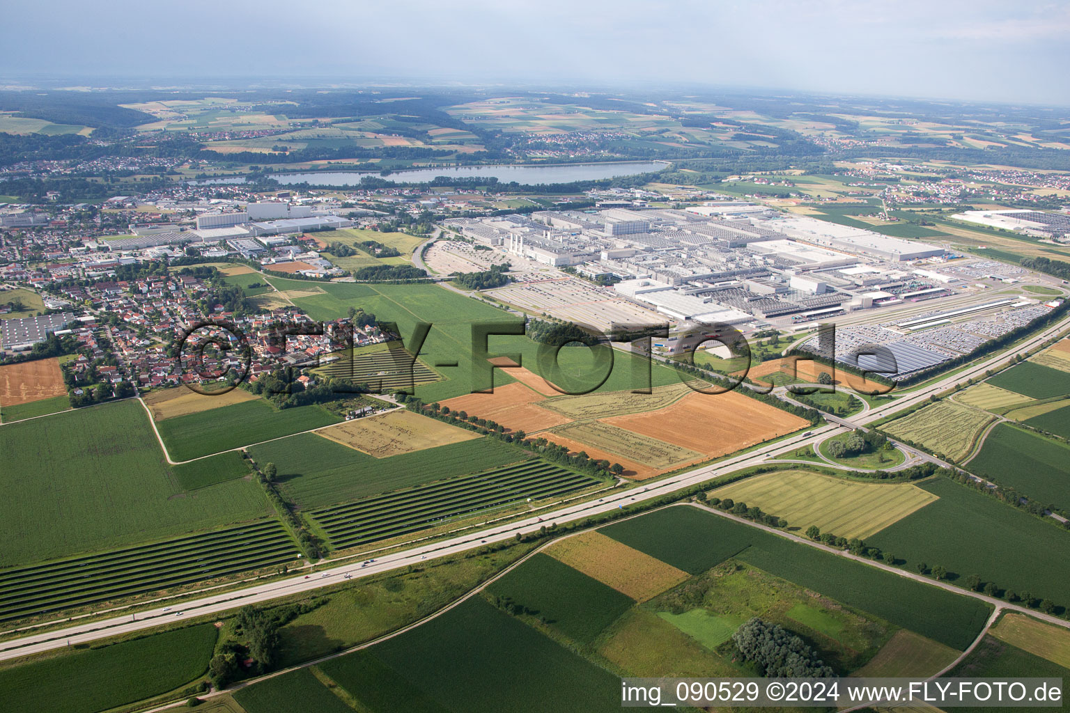 Aerial photograpy of BMW plant in Dingolfing in the state Bavaria, Germany