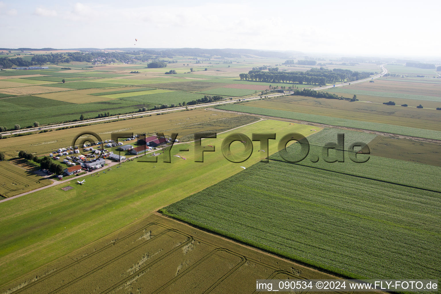 Oblique view of Airport in Dingolfing in the state Bavaria, Germany