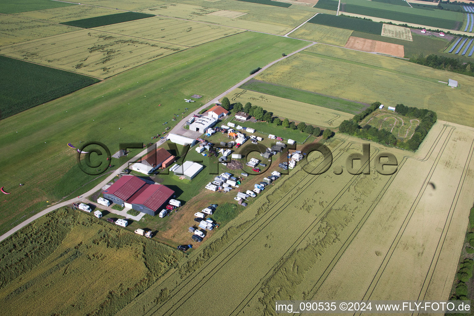 Airport in Dingolfing in the state Bavaria, Germany from above