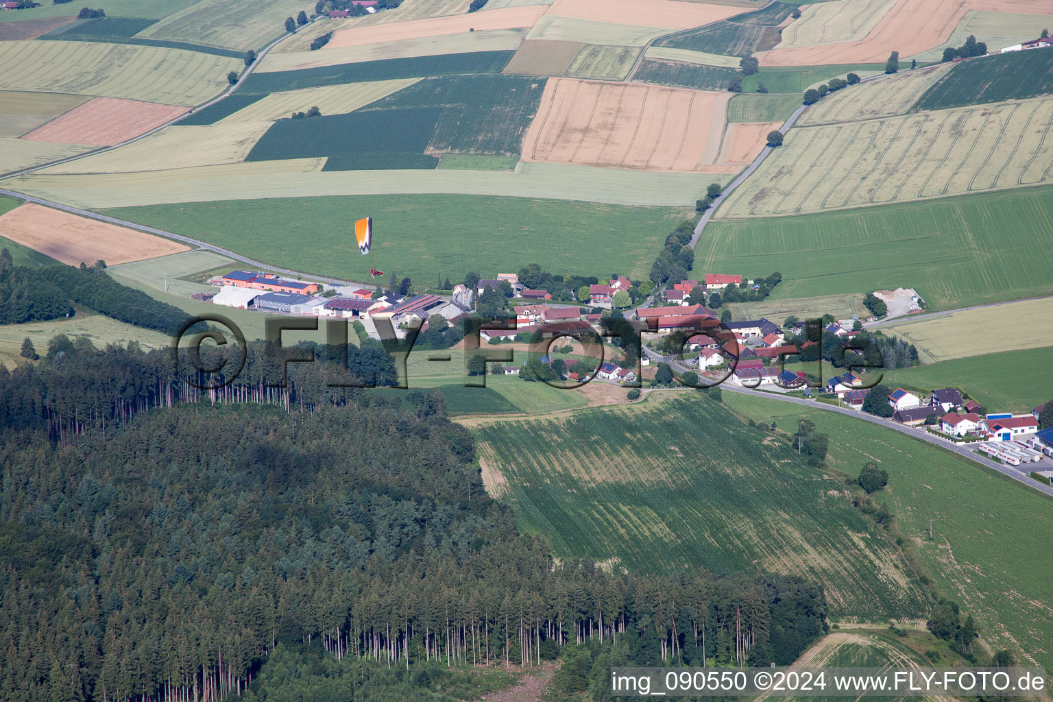 Aerial view of Hofdorf in the state Bavaria, Germany