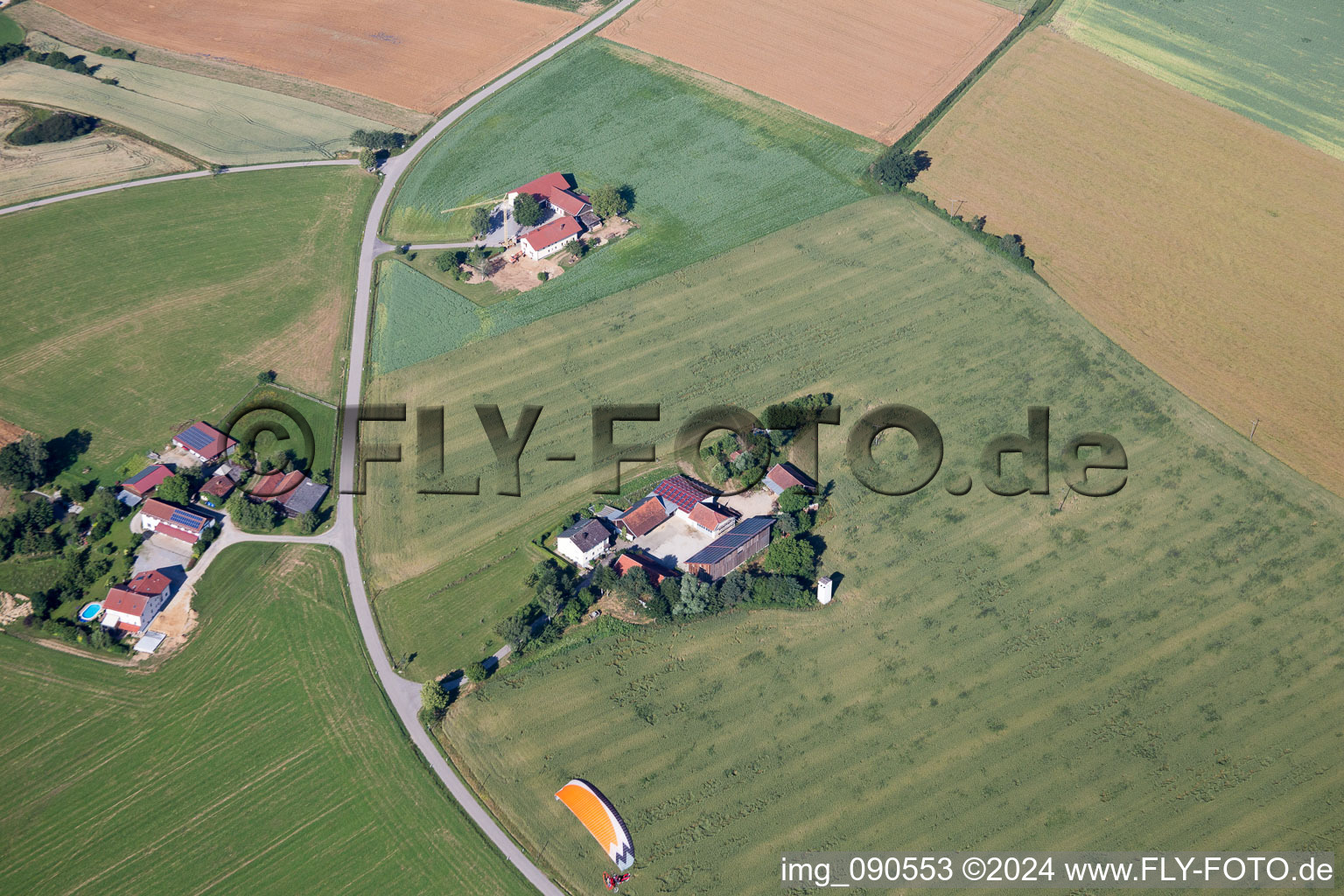 Aerial view of Unterallmannsbach in the state Bavaria, Germany