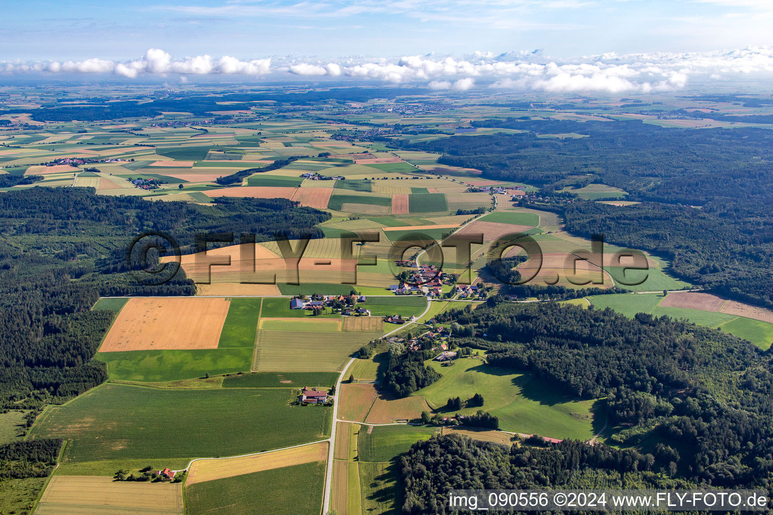 Aerial view of Pramersbuch in the state Bavaria, Germany