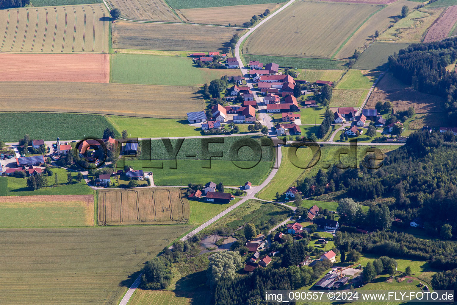 Aerial view of District Neuhofen in Laberweinting in the state Bavaria, Germany