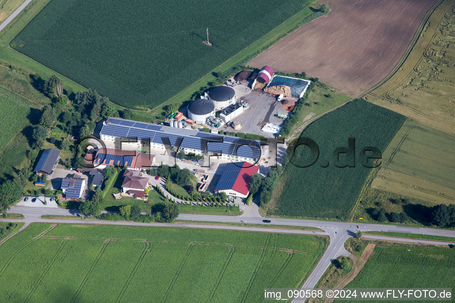 Aerial view of Dettenkofen in the state Bavaria, Germany