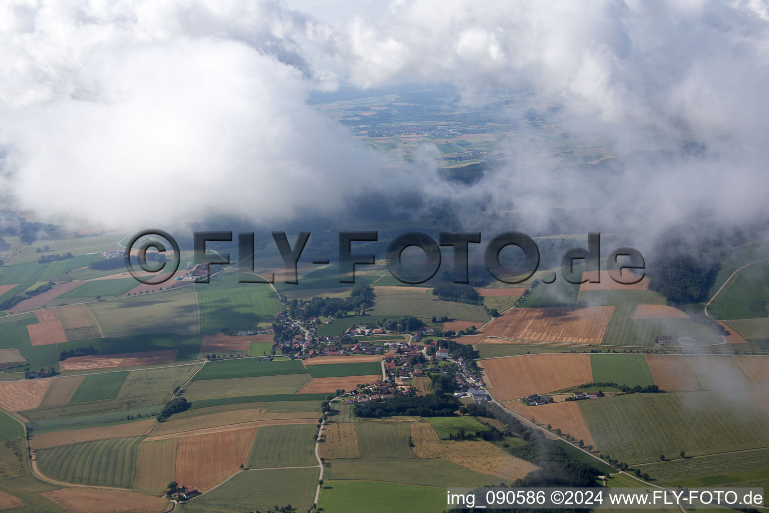 Aerial view of Mengkofen in the state Bavaria, Germany