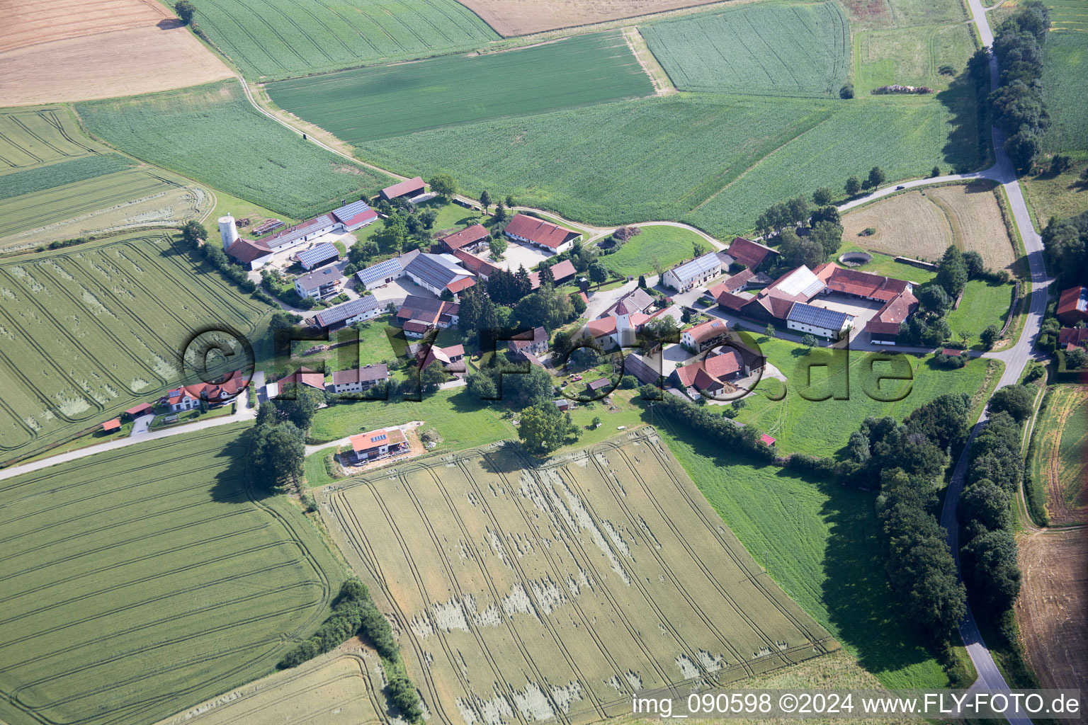 Farm on the edge of cultivated fields in the district Ottending in Mengkofen in the state Bavaria