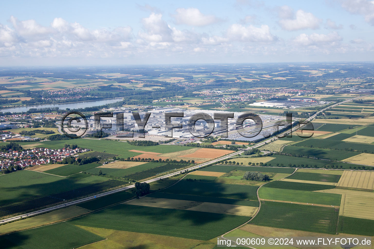 BMW plant in Dingolfing in the state Bavaria, Germany from above